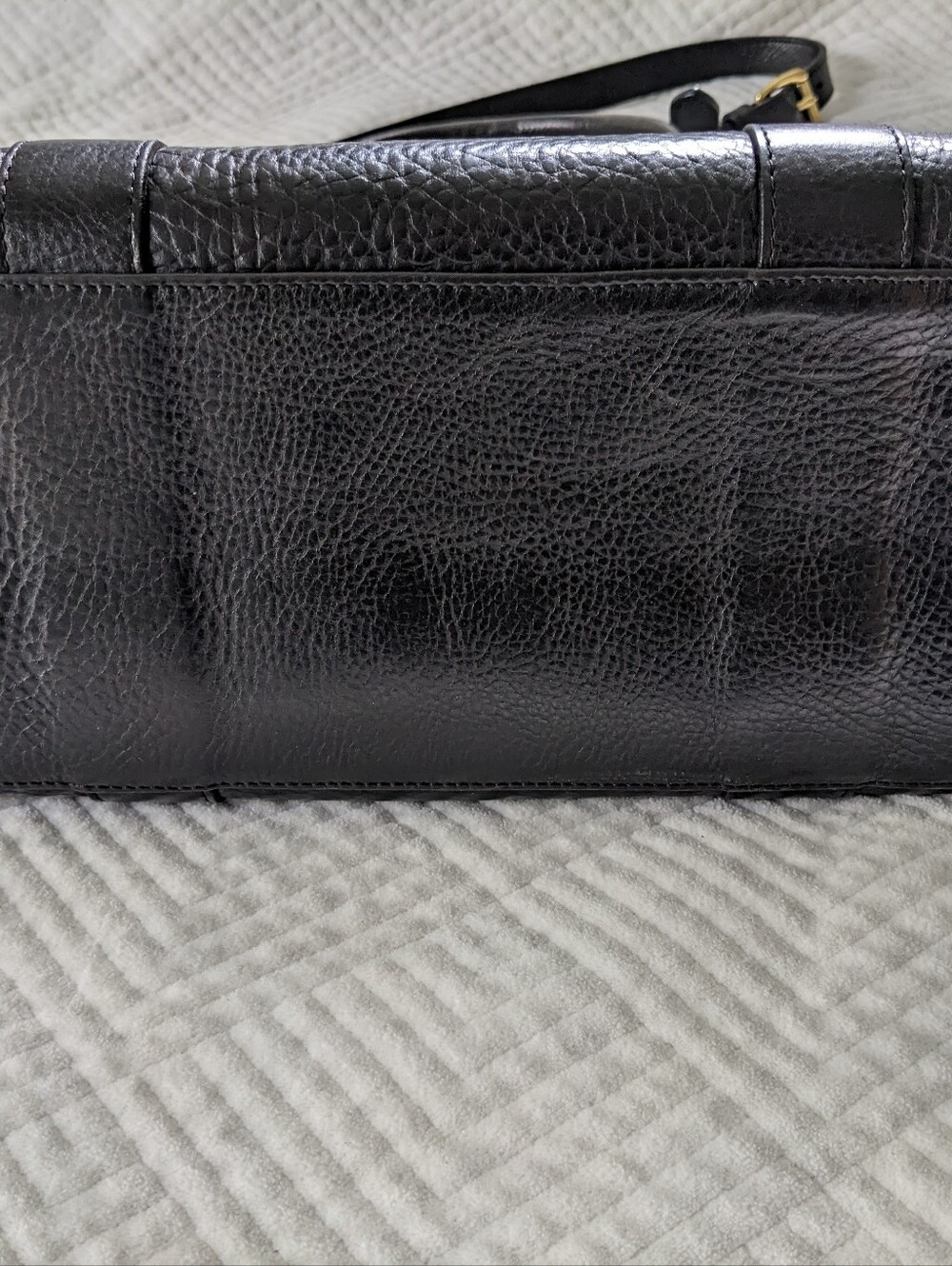 Lotuff Black Satchel Medium Leather Tote w/ Strap Customized JSG See Pictures - Picture 11 of 16